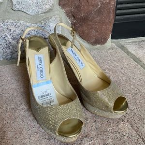 Jimmy Choo Nova Champagne Glitter Slingback Shoes